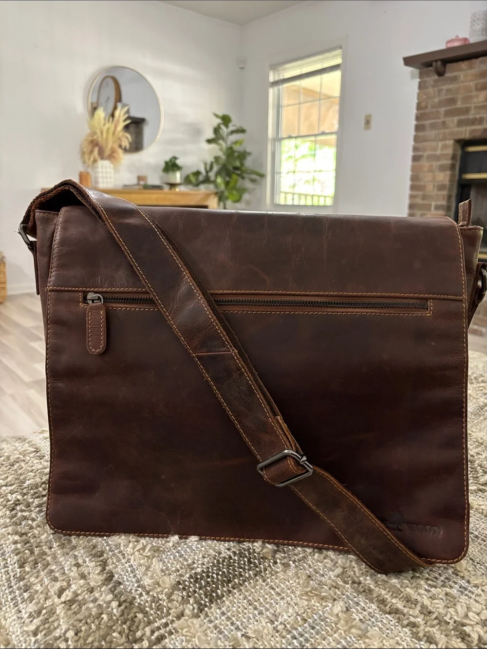Green Wood Australia Brown Leather Messenger Classic Men’s Crossbody Bag